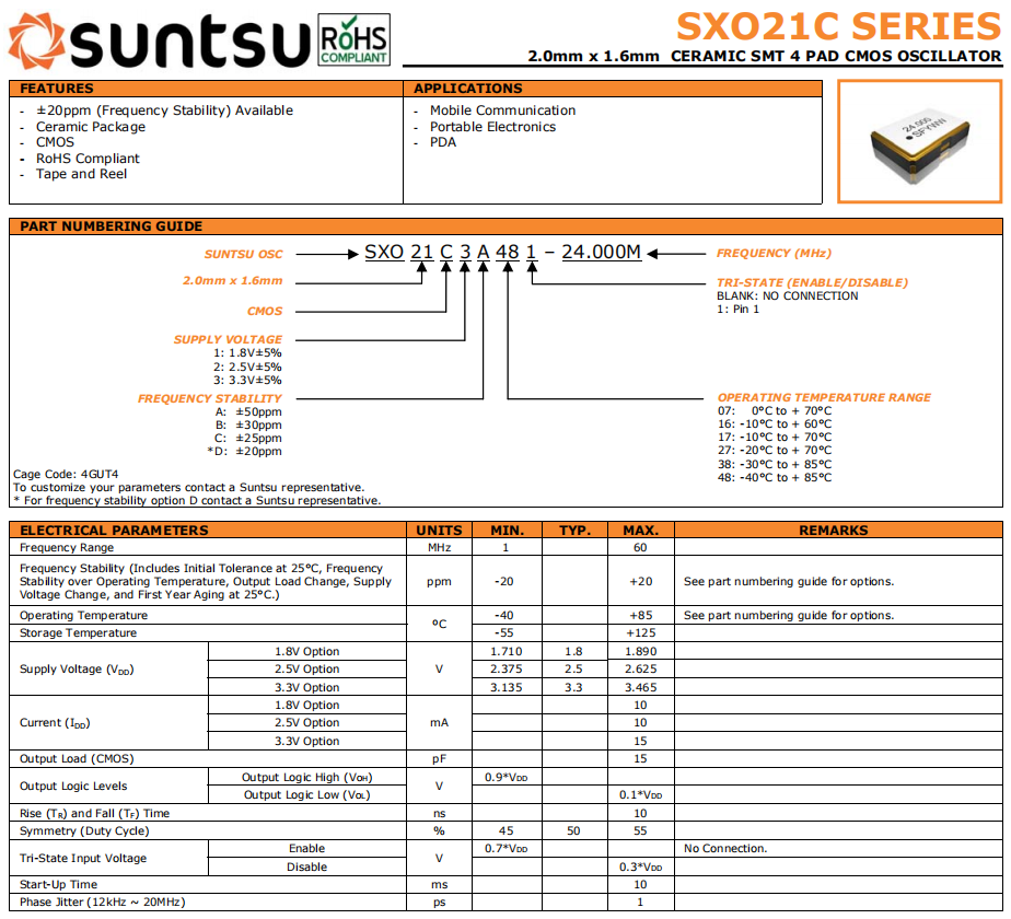 SXO21C 2016 OSC SXO21C 2016 OSC