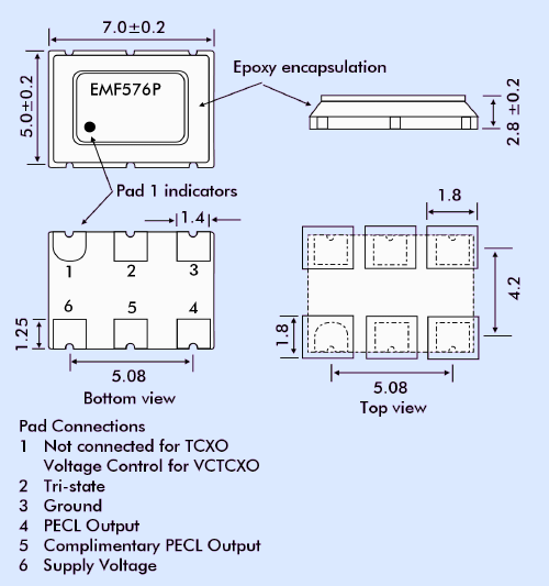 EMF576P 7050 TCXO PECL EMF576P 7050 TCXO PECL
